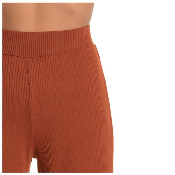 Velvet Torch Cognac Ribbed Wide Leg Palazzo Pants - Picture 4 of 7